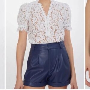 Generation Love Navy Vegan Leather Shorts